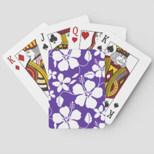 JEU DE CARTES MOTIF HULA HAWAIEN (HIBISCUS) VIOLET