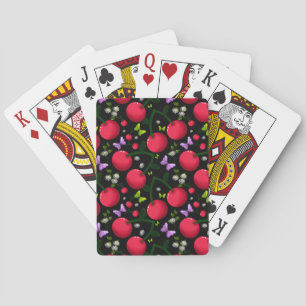 Jeu De Cartes Motif joli papillon Cerise, Fruit Kawaii brillant