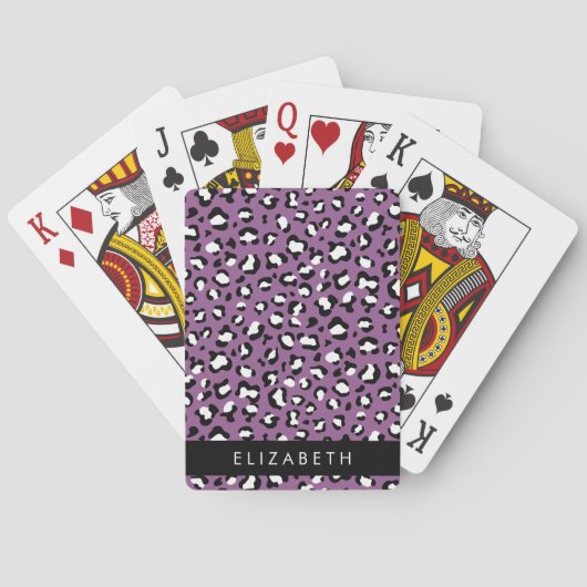 Jeu De Cartes Motif léopard, Spots, Leopard pourpre, Votre Nom (dos)