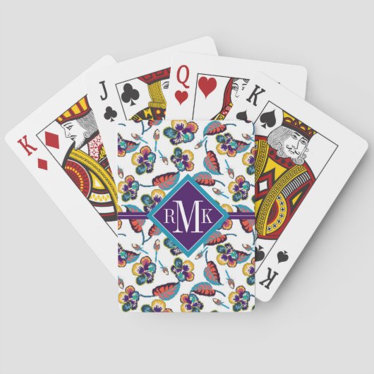 Jeu De Cartes Motif lumineux de ketmie du monogramme | (dos)