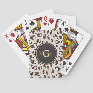 Jeu De Cartes Motif moderne chic brun cheetah imprimé monogramme