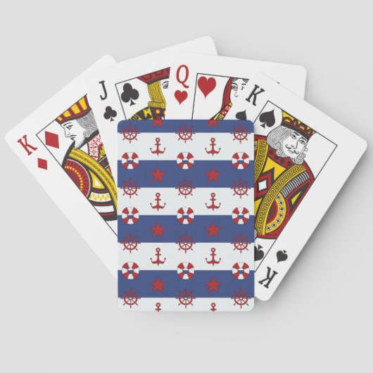 Jeu De Cartes Motif nautique de bannière étoilée (dos)