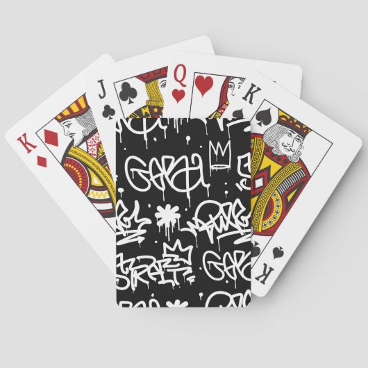 Jeu De Cartes Motif noir et blanc de graffiti (dos)