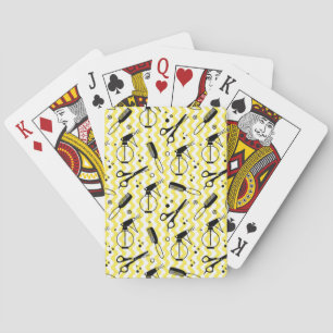 Jeu De Cartes Motif Outil de coiffeur jaune