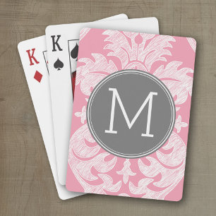Jeu De Cartes Motif Pastel rose et gris Damas Motif personnalisé