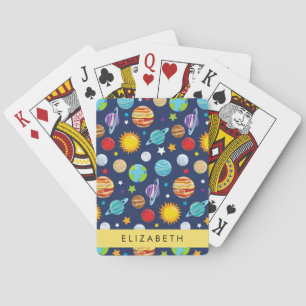 Jeu De Cartes Motif, Planètes, Étoiles, Cosmos, Votre Nom