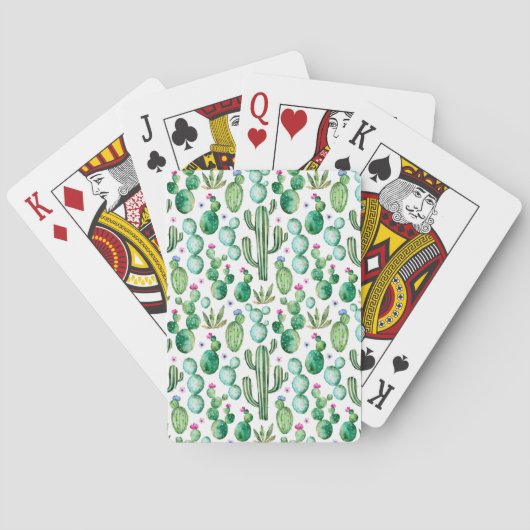 Jeu De Cartes Motif Plante Cactus aquarelle (dos)