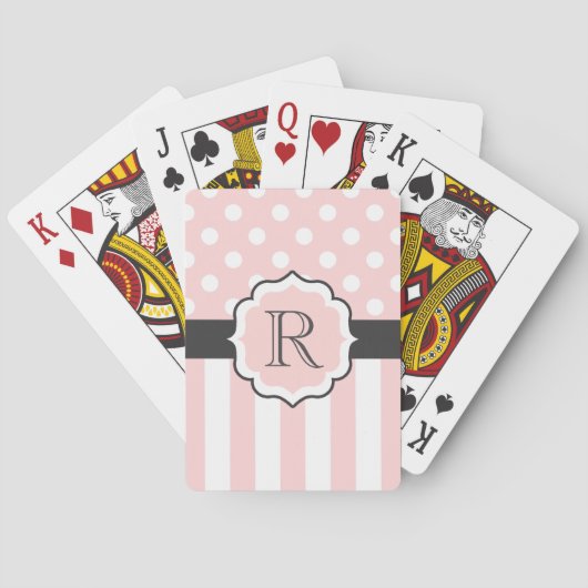 Jeu De Cartes Motif points et rayures roses (dos)