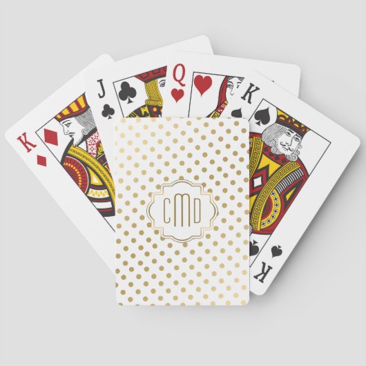 Jeu De Cartes Motif Pois Or en blanc (dos)