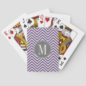 Jeu De Cartes Motif pourpre et gris Chevron avec Monogram (dos)