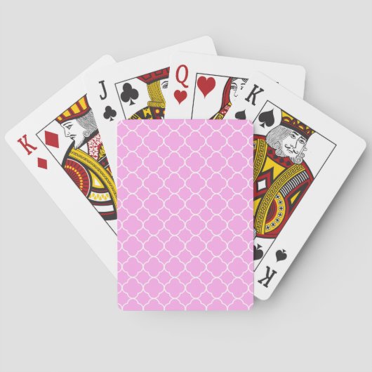 Jeu De Cartes Motif Quatrefoil Rose Et Blanc (dos)