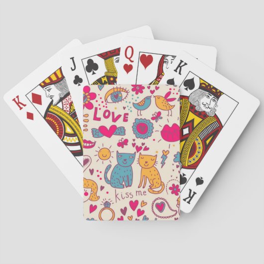 Jeu De Cartes Motif romantique coloré (dos)