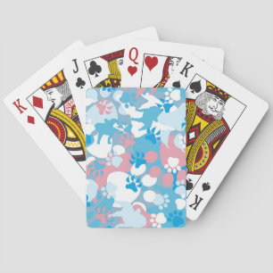 Jeu De Cartes Motif rose et bleu de chien de camouflage