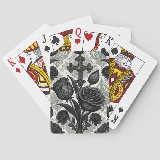 Jeu De Cartes Motif Rose Gothique Foncé (2) (dos)