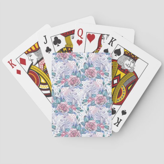 Jeu De Cartes Motif Rose rose et bleu (dos)