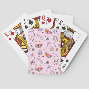 Jeu De Cartes Motif rose tropical de style de Memphis