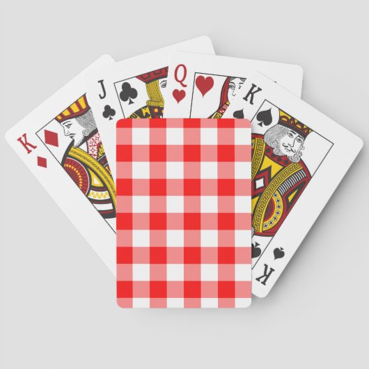 Jeu De Cartes Motif rouge vif et blanc En vichy (dos)