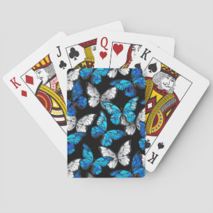 Jeu De Cartes Motif sans couleur foncée avec papillons bleus Mor