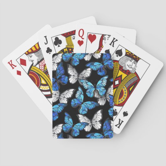 Jeu De Cartes Motif sans couleur foncée avec papillons bleus Mor (dos)