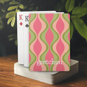 Jeu De Cartes motif super rétro - monogramme - rose olive