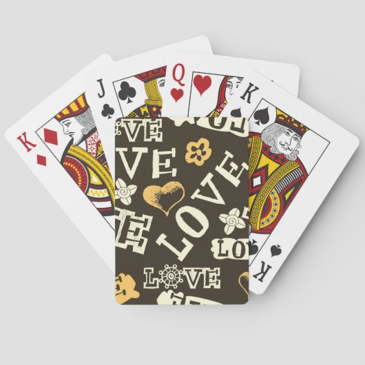 Jeu De Cartes Motif tiré par la main d'amour (dos)