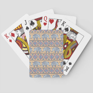 Jeu De Cartes Motif tribal d'éléphant ethnique bleu