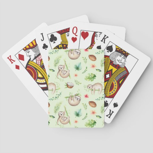 Jeu De Cartes Motif Tropical Coconut Sloth (dos)