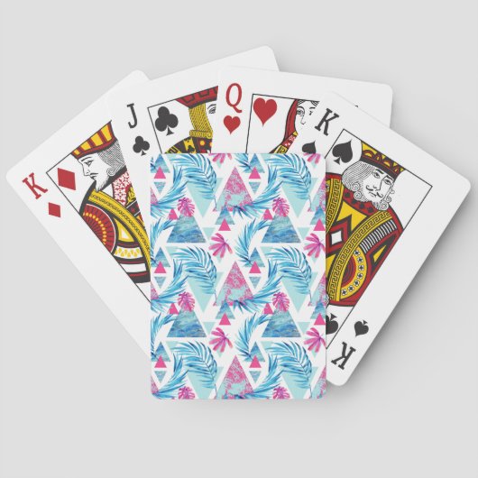 Jeu De Cartes Motif tropical de feuille d'aquarelle abstraite (dos)