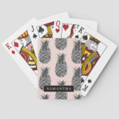 Jeu De Cartes Motif Tropical Grey & Rose Ananas Avec Nom (dos)