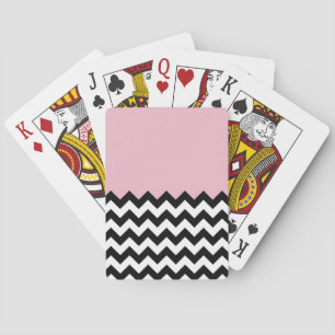 Jeu De Cartes Motif Zigzag noir et blanc, Chevron, rose