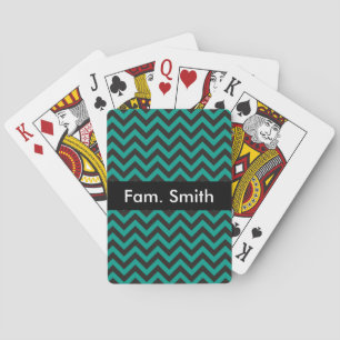 Jeu De Cartes Motif ZIGZAG - noir + votre arrière - plan & texte