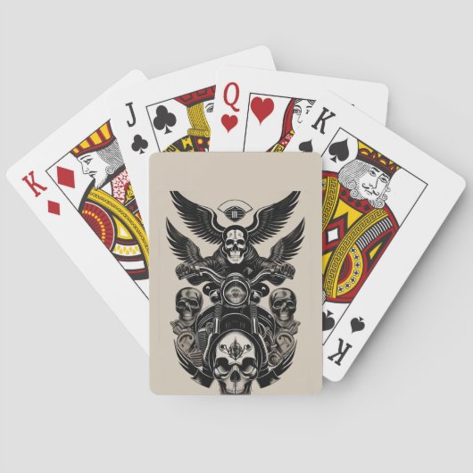 Jeu De Cartes Moto à thème crâne avec ailes (dos)