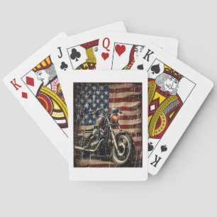Jeu De Cartes Motorcycle USA Drapeau Retro Biker