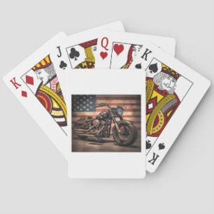 Jeu De Cartes Motorcycle USA Drapeau Retro Biker