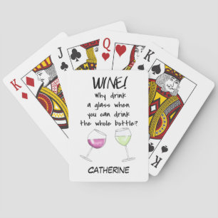 Jeu De Cartes Mots drôles de vin indiquant le nom personnalisé