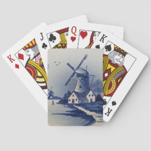 Jeu De Cartes Moulin à vent bleu blanc Delft vintage
