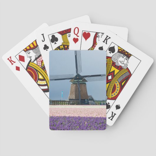 Jeu De Cartes Moulin à vent traditionnel avec les fleurs roses (dos)