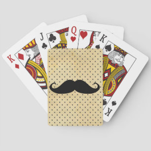 Jeu De Cartes Moustache Noire Drôle Sur Pois Jaunes Vintages