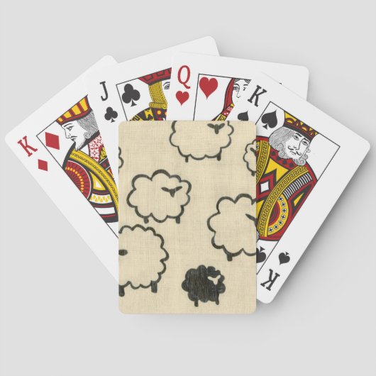 Jeu De Cartes Mouton blanc et noir sur Arrière - plan crème (dos)