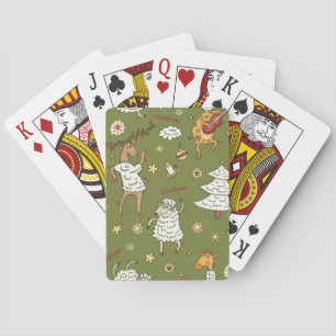 Jeu De Cartes Moutons de Noël : Illustration Vintage animale.
