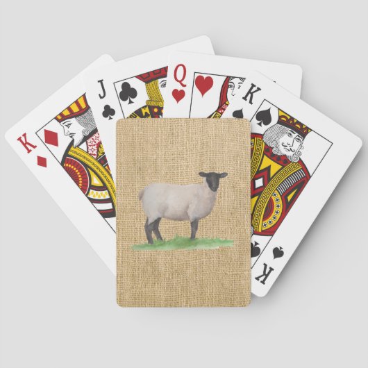Jeu De Cartes Moutons du Suffolk d'aquarelle (dos)