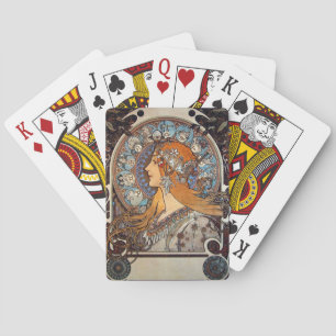 Jeu De Cartes Mucha Art Nouveau Femme Vintage French Zodiac Post