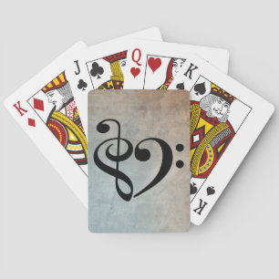 Jeu De Cartes Musique de feuille vintage de coeur de clef basse
