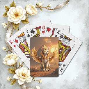 Jeu De Cartes Mystical Winged Cat Sphinx - Art Imaginaire égypti