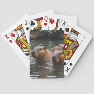 Jeu De Cartes Nage des capybaras dans la rivière,