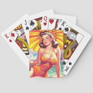Jeu De Cartes Nage vintage Pin-up