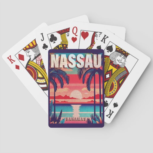 Jeu De Cartes Nassau Bahamas Retro Sunset Souvenir 1950 (dos)