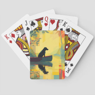 Jeu De Cartes Nature Minimaliste Canot Labrador Noir