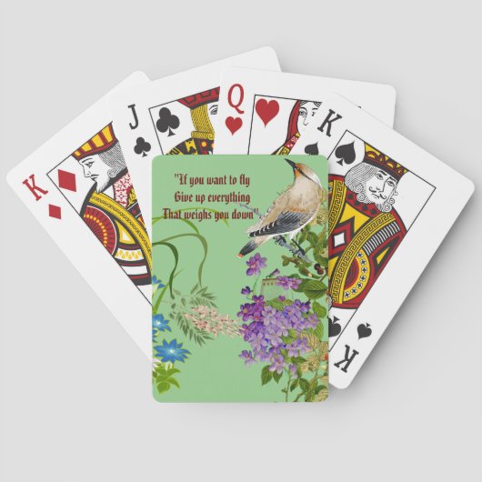 Jeu De Cartes Nature Verdure Aquarelle Oiseau Citation Lilac Blo (dos)