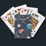 Jeu De Cartes Navette spatiale spatiale personnalisée Stars de l<br><div class="desc">Espace externe cool et nerveux jouant aux cartes avec les étoiles,  la lune et les planètes. Customisez ceci en ajoutant un nom. Cliquez sur le bouton "Personnaliser" ci-dessus pour changer le nom de l'espace réservé ou supprimer pour en faire une carte simple qui est votre truc</div>